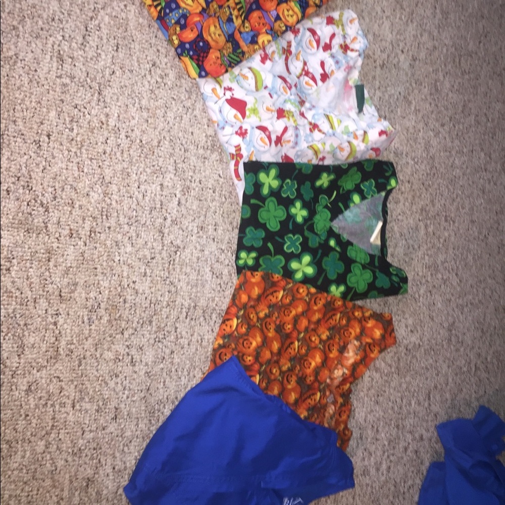 Holiday scrub tops